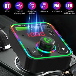 Bluetooth 5.0 Car Wireless FM Transmitter Adapter 2USB PD Charger Hands-Free AUX