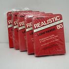 Lot of 5 Blank Realistic 8 Track Recording Tapes 80 Min - NEW