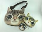 BROWN CAT BAGS *Set of 3* Shoulder Bag, Purse Handbag and Coin Bag * Girls Women