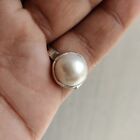 Cabochon Pearl Ring, 925 Sterling Silver Ring, Pearl Jewelry, Unisex Ring, June