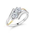 925 Sterling Silver and 10K Yellow Gold White Lab Grown Diamond and White