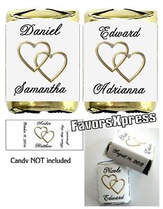 120 GOLD WEDDING FAVORS LINKING HEARTS CANDY WRAPPERS FAVORS