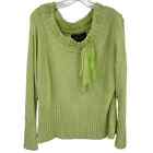 Terry Lewis Sweater Womens 2X Cottagecore Tie Casual Pullover Chartreuse Knit