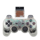 For Sony PS2 PS1 Wireless 2.4GHz Dual Vibration Controller Gamepad Transparent