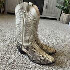 Justin 8673 Snakeskin Python Cowboy Western Boots White Cream Mens Size 11.5D