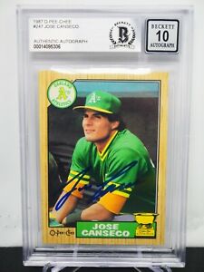 JOSE CANSECO 1987 O-PEE-CHEE #247 BECKETT 10 BAS AUTHENTIC AUTO *16270