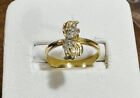 14K Real Fine Yellow Gold Women’s Real Diamond Ring Fits 7.5-8” 2.4g