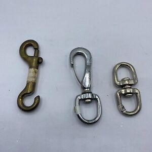 LOT OF 3 Assorted Hook Snap S, Brass Clip Bolt, Anchor Swivel Eye