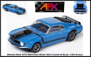 AFX Ford Mustang Boss 302 in Blue Mega G+ Fits Auto World, HO Slot Car AFX 22026