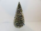 Vintage Japan bottle brush tree decorated with lights 7 1/2 inches high