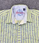 Robert Graham STRIPED Button Shirt Men's 2XLB XXL BIG Beige Flip Cuff Cotton