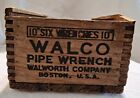 Vintage Wood Shipping Crate Dove Tail Corners Walco Pipe Wrench box Walworth Co