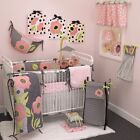 Poppy Pink Dot Floral Girl Crib Bedding Set Hamper Mobile Valance Sheet Chair