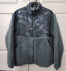 Reebok women's green gray camo zip up fleece jacket, size L