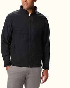 Men's Outdoor Coat Windproof Polyester Full Zip Softshell Jacket Black