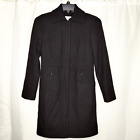 Calvin Klein Coat Women's Size Petite 0 Wool Blend Coat Black Long Full Zip