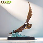 Bronze Eagle Sculpture Marble Statue Bald Eagle Spread Wings Figure Indoor Decor