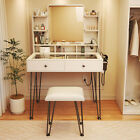 TC-HOMENY Vanity Makeup Table Set with Power Station & Mirror Dressing Table