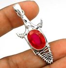 Natural 6CT Rubellite Tourmaline 925 Solid Sterling Silver Pendant 2''Long K4-1