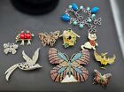 Lot Of 10 Vintage To Now Animal Themed Brooches Pins Jewelry RESELL Some Marked