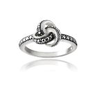925 Silver Love Knot Black Diamond Accent Promise Ring