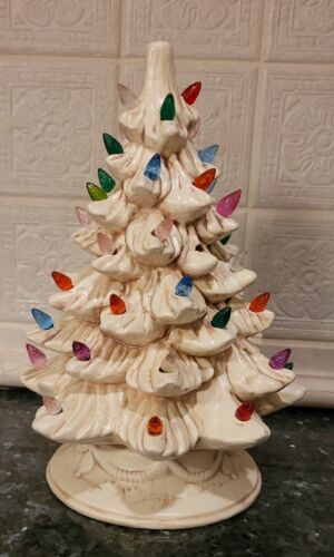 Vintage Off-White Or Ivory Ceramic Christmas Tree 1983