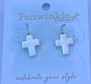 Periwinkle by Barlow Silver Tone Cross Earrings NWT