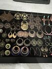 LOT OF 30 PAIR 'MIXED METAL' PIERCED EARRINGS, ASSORTMENT, VINTAGE-NOW