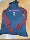 2014 World Cup Portugal Hooded Long Sleeve Gray/ Maroon Shirt, Pockets, 50/50, M