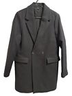 AllSaints Womens Black Italian Cloth  Button Front Casual Trench Overcoat Size 8