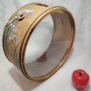Hanging Percussion Frame Drum Clear Head Wooden Tan Hand Painted Floral Generic