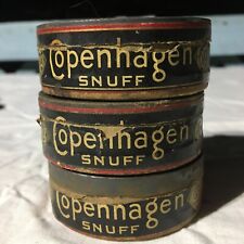 3 VTG Copenhagen Snuff Cans Tax Stamp Double Embossing Tobacco Cardboard Tins