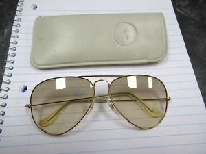 Vintage Ray Ban B&L USA 58mm Amber Gradient Lenses Aviator Sunglasses & Case