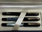 New ListingPelikan M200   3 pen  Pearl Blue & Green Marble & Black  FountainPen  EF-F-M Nib