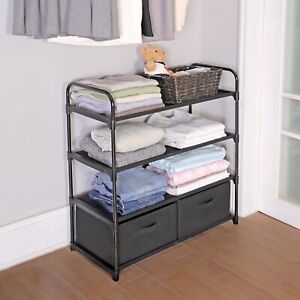 New ListingMainstays 4 Shelf Closet Organizer with 2 Bins,Metal Frame , Adult and Child