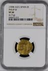 SEVILLE SPAIN GOLD COB 2 ESCUDOS DOUBLOON 1598-1621 PHILIP III NGC CERTIFIED