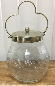Biscuit Barrel Jar Cut Glass Antique English European Clear Elegant EPNS HELP ?
