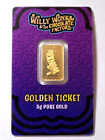 New Listing5 Gram PAMP Suisse Willy Wonka Gold Bar Golden Ticket New w/ Assay