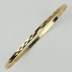 Vintage 18k Yellow Gold Womens Diamond Design Bangle Bracelet 8