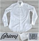 NWOT 2022 $800 Brioni White Button Barrel-Cuff Solid White Dress Shirt, 15.5 34