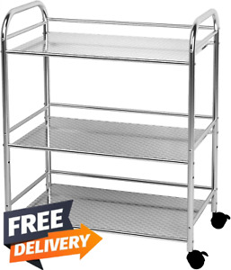 3-Shelf Shelving Units on Wheels Stainless Steel Kitchen Cart Microwave✅