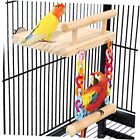 Bird Perches Cage Toys Parrot Wooden Platform Play Gyms Exercise Platform+Swing
