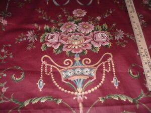 Vtg 80s Stunning Museum Quality Pretty Color Drapery Urn Floral Fabric 96x25 PE