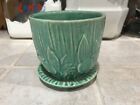 Vintage 1940's McCoy Pottery Sand Dollar Flower Pot Aqua Turquoise Planter 4 in