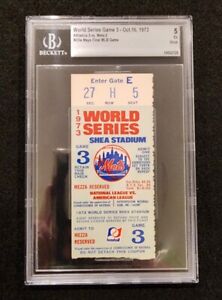 1973 World Series Game 3 Ticket Stub Willie Mays Final Mets A's Beckett BGS 5