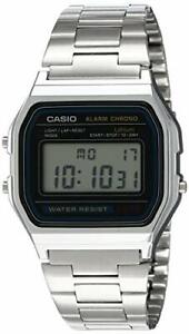 Casio A158WA-1 Men's Vintage Metal Band Chronograph Alarm Digital Watch