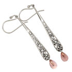 Natural Rose Quartz - Madagascar 925 Sterling Silver Earrings Jewelry ALLE-15947