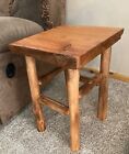 Rustic Live Edge Juniper End Table with Hand Peeled Log Legs- Free shipping