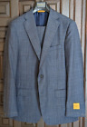 HICKEY FREEMAN B Fit Blue Plaid Suit, 100% Wool, Size 42 R