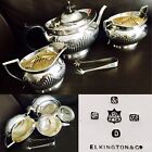 Rare Ornate Antique Victorian (1866) English Elkington Silver Plated Tea Set